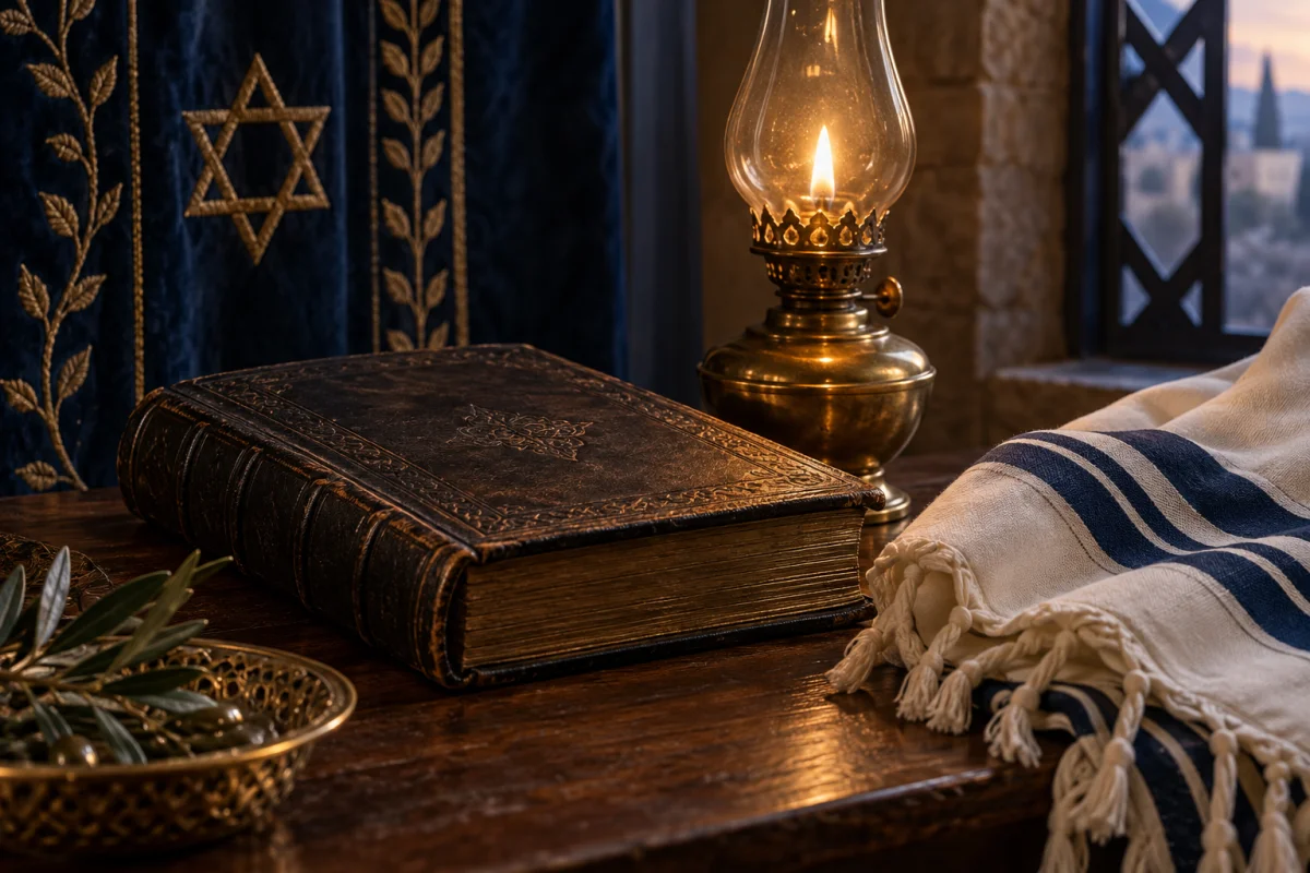 נר דולק וספר עתיק — תפילה ותשובה